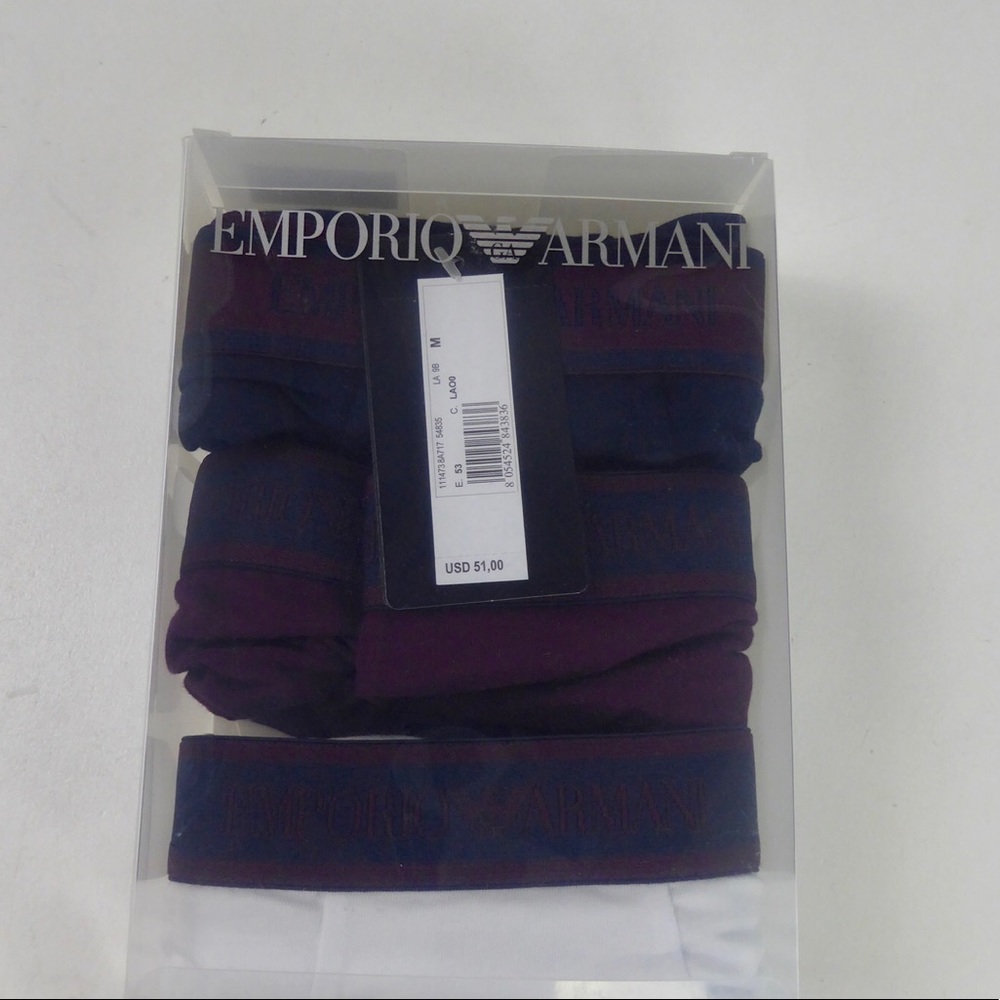 Emporio Armani 3 Pr Boxer Briefs Underwear Cotton Stretch Armani Logo NWT NIB - Picture 7 of 7
